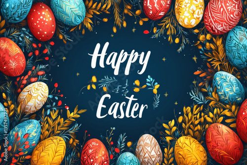 The text "Happy Easter" in ...