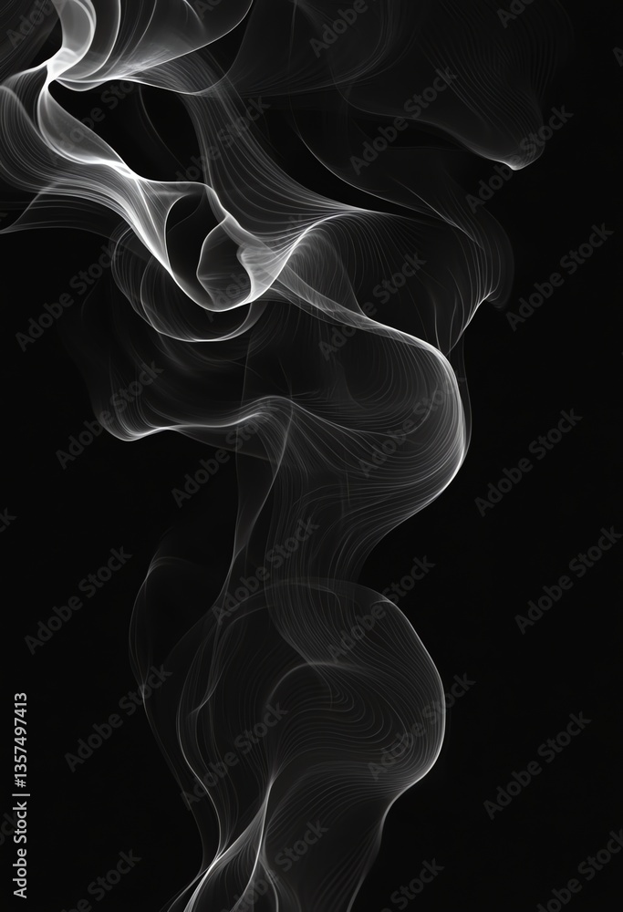 Fototapeta premium Abstract White Smoke Swirling on Black Background for Design Overlay