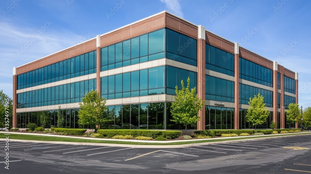custom made wallpaper toronto digitalModern Brick Office Building with Expansive Glass Facades
