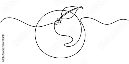 Fresh Orange Continuous Line Editable Stroke Line, Orange Vector Line Icon - Simple Thin Line Icon, Premium Quality Design Element, orange fruit continuous one line drawing, One continuous line. 