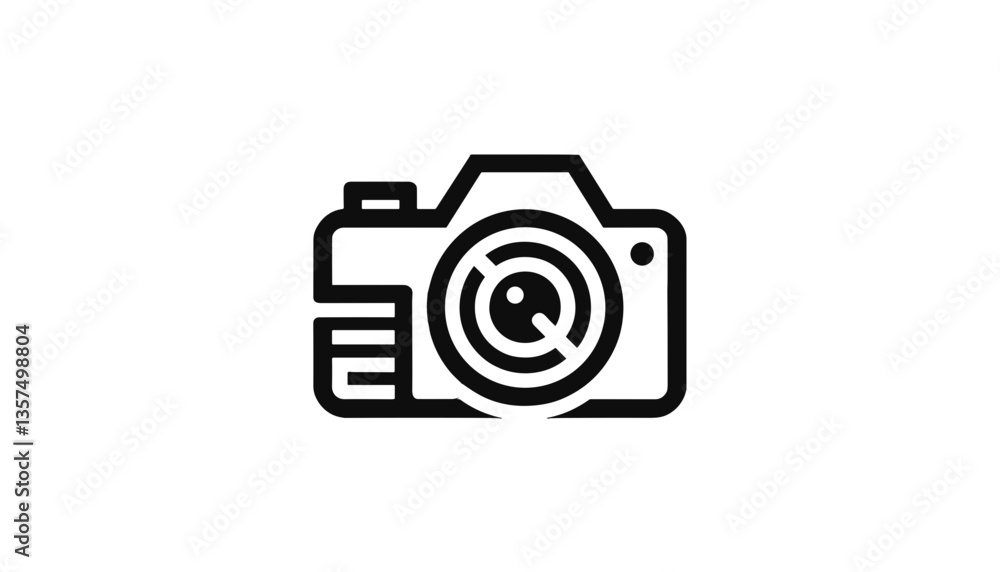 Camera icon in minimalist style on white background Camera icon in minimalist style on white background