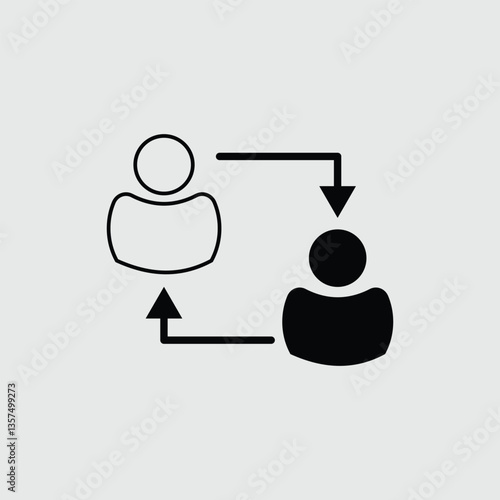 Exchange partner linear vector illustration. Replacement, worker, arrow, business icon. User switch icon logo vector. Eps file 37.