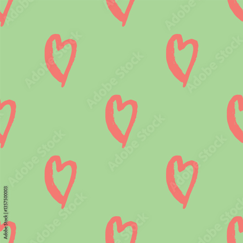 Seamless pattern with hand drawn heart doodle for decorative print, wrapping paper, greeting cards and fabric