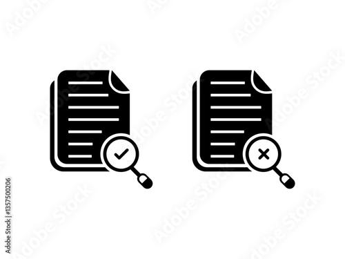 Search result. Data optimization sign. Online review document verification icon design.