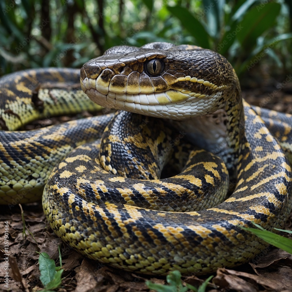 Python Constricting Prey in a Jungle Python Constricting Prey in a Jungle