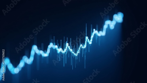 Wallpaper Mural An upward trend of glowing blue data points, symbolizing growth and progress in a dark blue backdrop. Torontodigital.ca