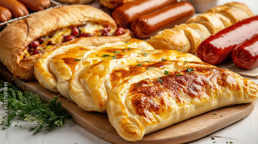 Assorted savory pastries and sausages (1) Assorted savory pastries and sausages (1)