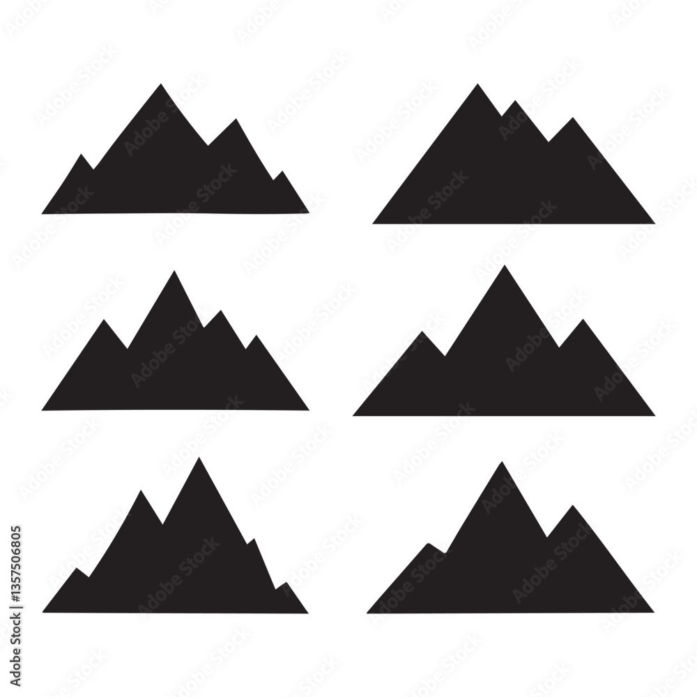 Mountain Silhouette Vector Set Silhouette vector white Background Mountain Silhouette Vector Set Silhouette vector white Background