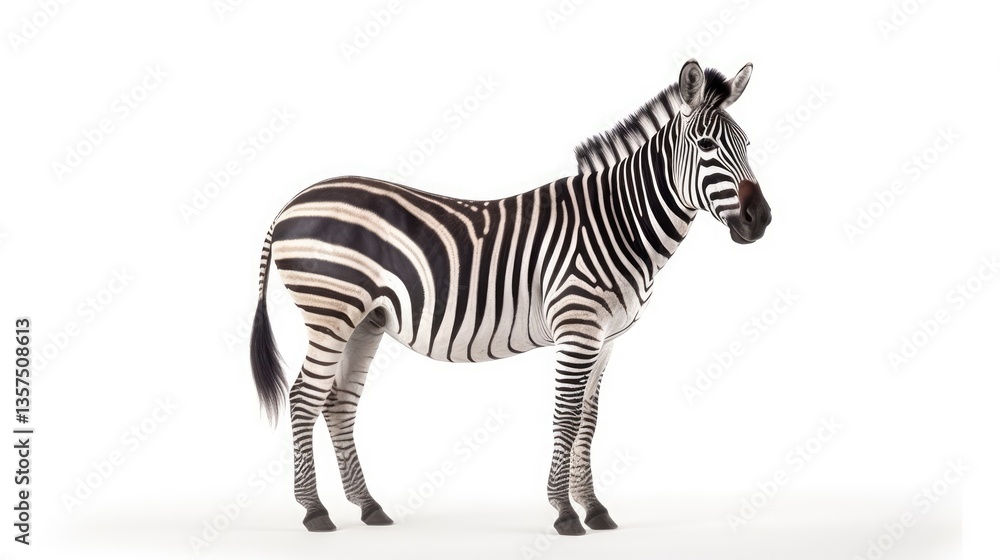 A Zebra Standing Isolated on a White Background A Zebra Standing Isolated on a White Background
