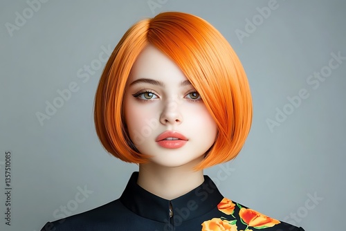 Wallpaper Mural Urban street photography vibrant woman with neon orange hair and bright colors Torontodigital.ca