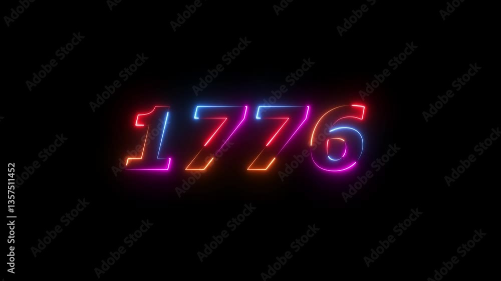 neon sign 1776 ,Four neon color Glowing neon number text background 4k video animation . 1776 title metal text on black alpha channel background neon sign 1776 ,Four neon color Glowing neon number text background 4k video animation . 1776 title metal text on black alpha channel background