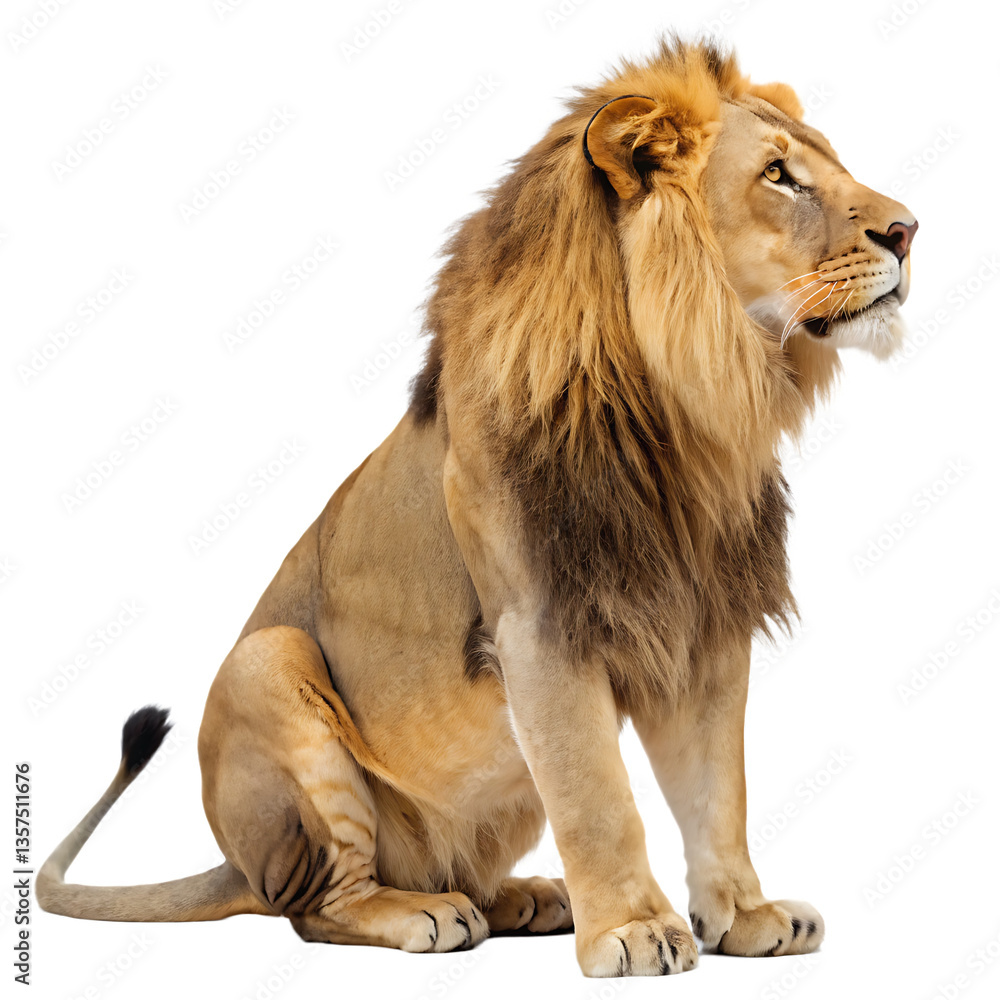 Obraz premium Lion sitting isolated on white background png