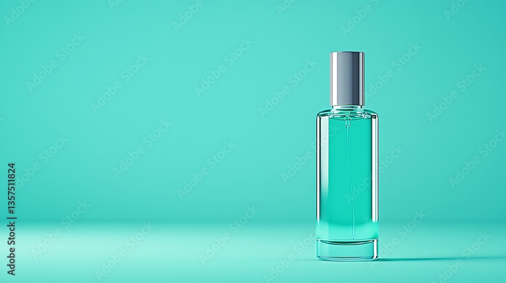 Elegant Aqua Perfume Bottle on Soft Teal Background Capturing Modern Minimalist Aesthetic Elegant Aqua Perfume Bottle on Soft Teal Background Capturing Modern Minimalist Aesthetic