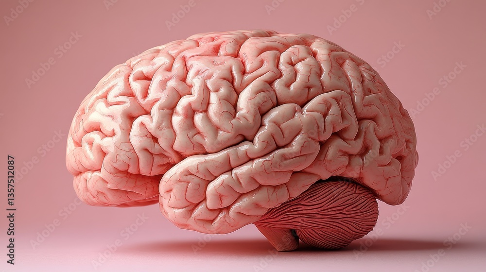 Pink Brain, 3D Illustration Pink Brain, 3D Illustration