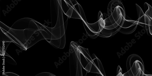 Smoke steam set of airborne particulates and gases emitted. Gray smokes or steam, for use on dark background. Realistic cigarette smoke or steam waves of hot coffee or tea. Food steam, hookah or vapor