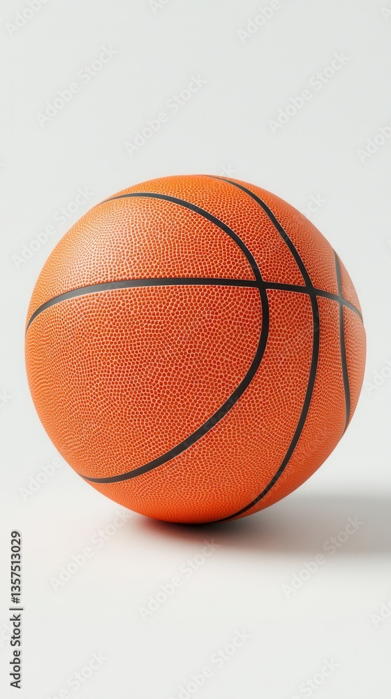 Fototapeta premium Orange basketball on a white background showcasing its texture and design in a studio setting for sports equipment photography
