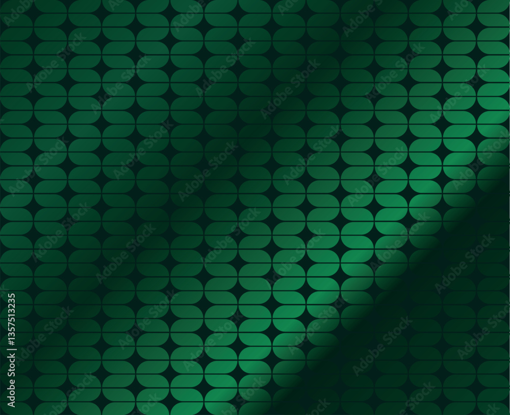 Fototapeta premium Art deco green seamless retro pattern with striped line and oval shape, vector illustration.