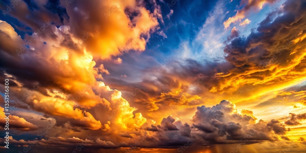 Naklejka premium Majestic High-Resolution Sky: Dramatic Cloudscape at Golden Hour