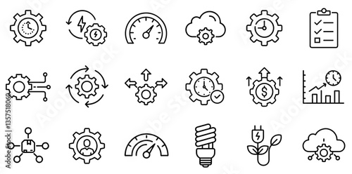 "Efficiency Line Icon Representing Productivity, Streamlined Processes, and Optimal Performance in a Clean and Modern Linear Style"