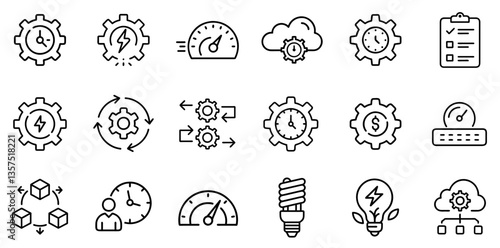 "Efficiency Line Icon Representing Productivity, Streamlined Processes, and Optimal Performance in a Clean and Modern Linear Style"