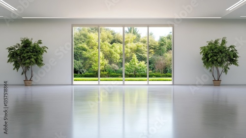 Spacious, modern interior with expansive garden views