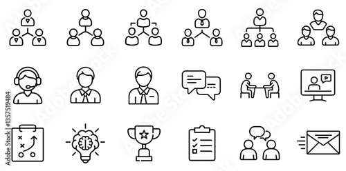 "Team Line Icon Representing Collaboration, Group Work, and Teamwork in a Clean and Minimal Linear Design"