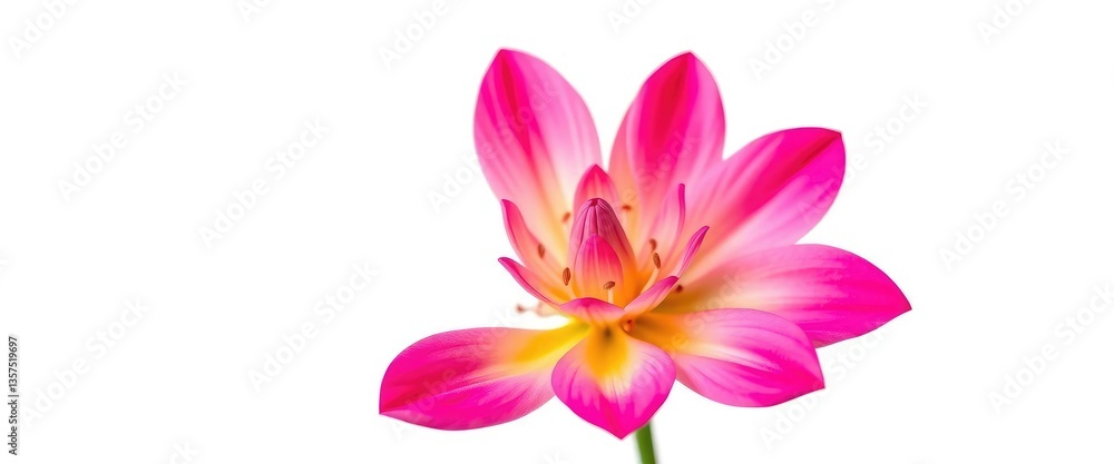 Naklejka premium A single, vibrant bloom isolated against a pure white backdrop, design, picture