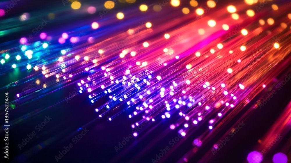 Obraz premium Neon fiber-optic beams creating stunning light patterns and color contrast