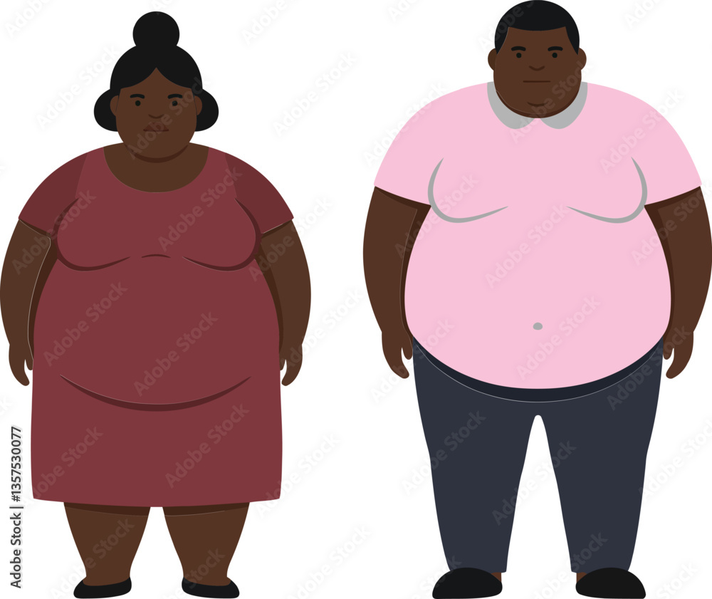 Two diverse individuals standing side by side in a minimal flat design vector illustration showcasing body positivity and confidence in a simple yet impactful manner Two diverse individuals standing side by side in a minimal flat design vector illustration showcasing body positivity and confidence in a simple yet impactful manner