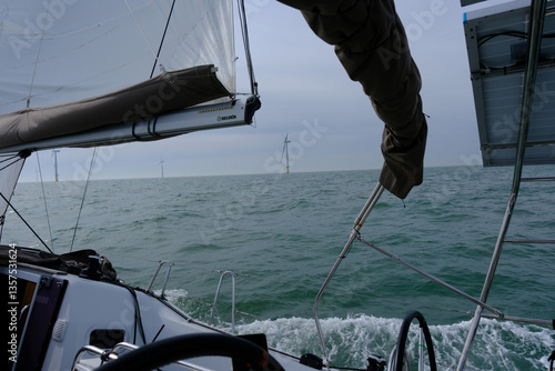 A wind farm in the North Sea and the Thames estuary off the east coast of England.