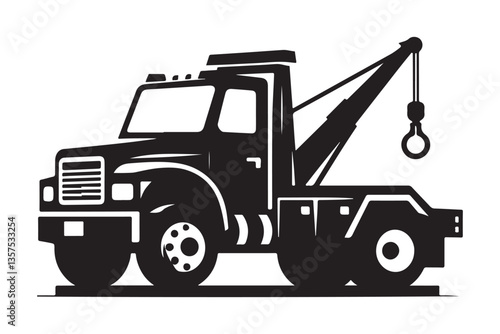 Heavy Duty Tow Truck Silhouette for Industrial Vehicle Rescue Needs