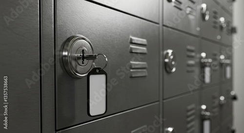 Wallpaper Mural Secure Metal Lockers with Key and Blank Tag Storage Safety Concept Torontodigital.ca