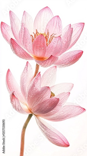Pressed Pastel Pink Water Lilies Showcasing Intricate Petal Textures