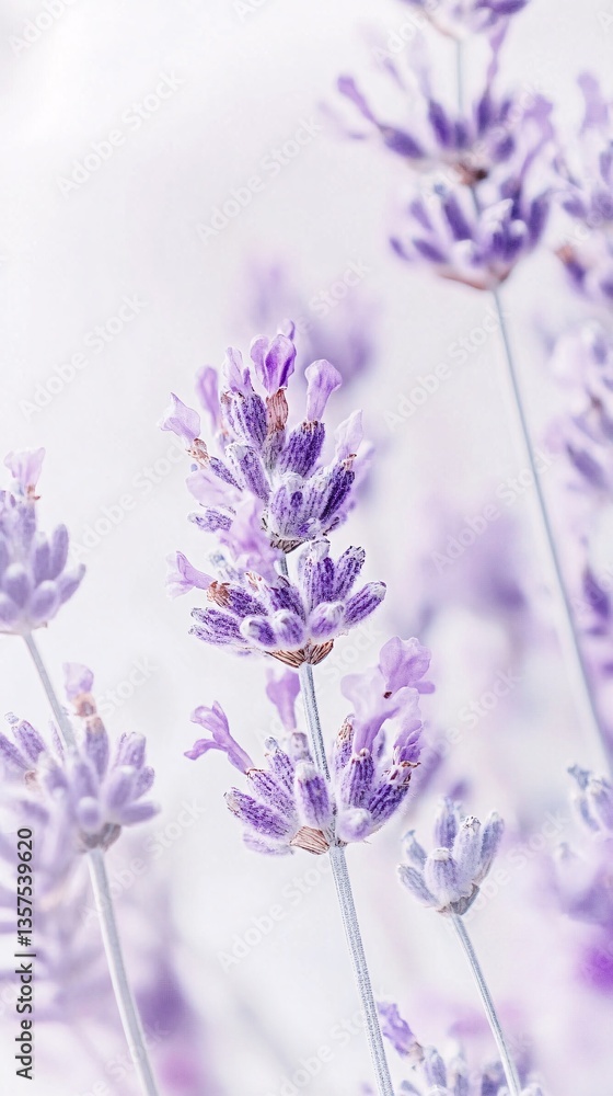 Naklejka premium Delicate Purple Lavender Sprigs Elegantly Pressed for Creative Art