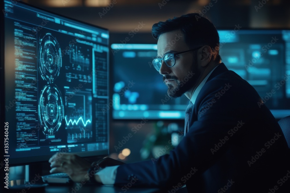 Businessman Uses AI Chatbot and CRM for Consumer Data Analysis Businessman Uses AI Chatbot and CRM for Consumer Data Analysis