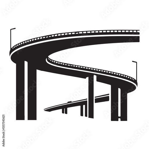 Vector Illustration Modern Highway Overpass Bridge Transportation Design