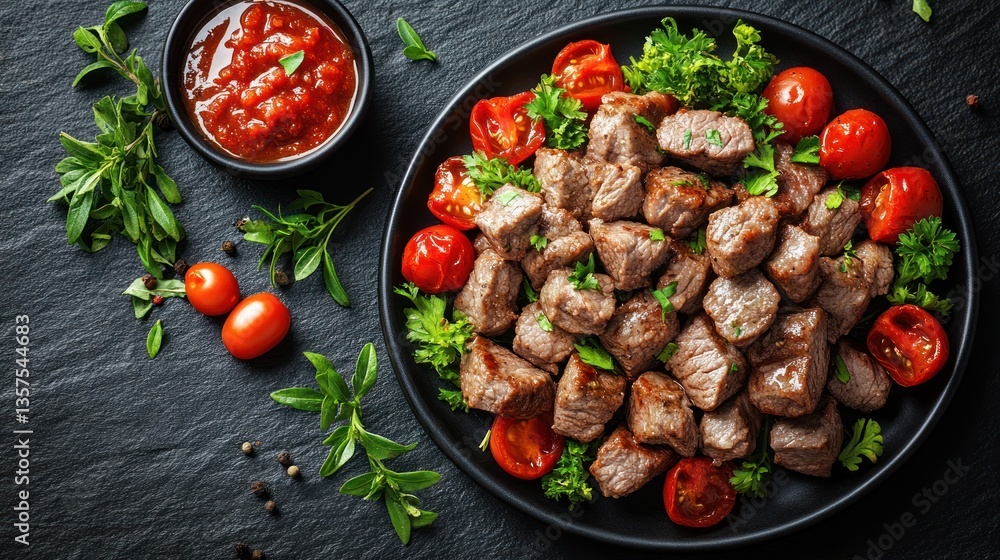 Seared Beef Cubes with Cherry Tomatoes Seared Beef Cubes with Cherry Tomatoes