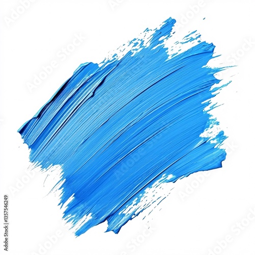 Sky Blue Acrylic Paint Brush Strokes on a Clean White Background