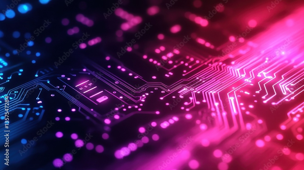 Obraz premium Circuit Board Glow, Abstract Technology
