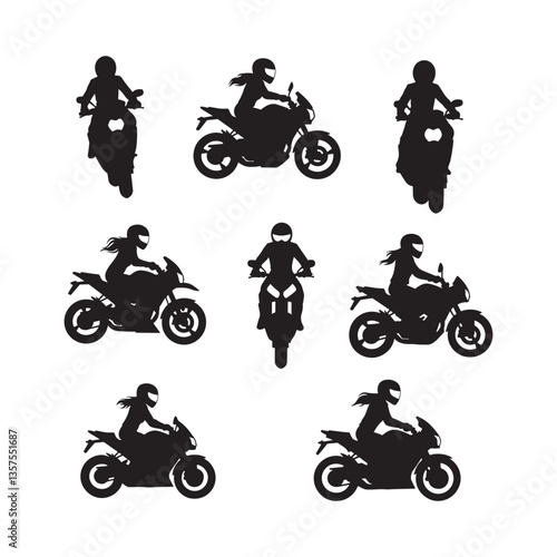 motorcycle scooter bike rider icons set silhouette vector design symbol illustrations