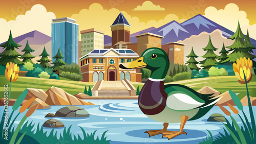 USA, Colorado, Fort Collins. Male mallard duck close-up.