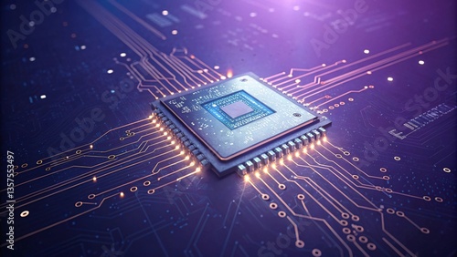 Central Processor Unit: A high-angle, close-up view showcases a detailed central processing unit, showcasing the intricate technological marvels of modern computing, exuding innovation.