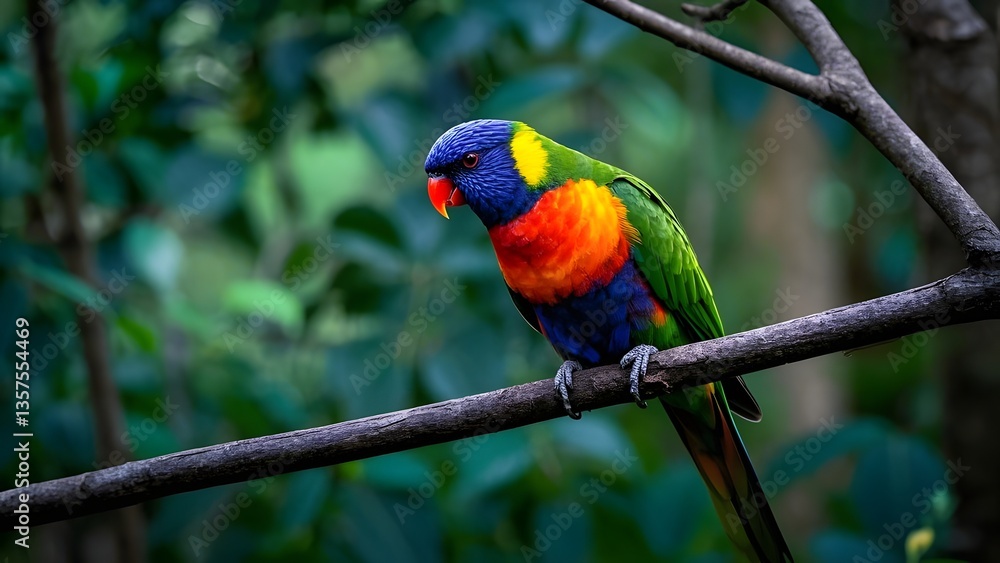 Rainbow lorikeet on a branch. Rainbow lorikeet on a branch.