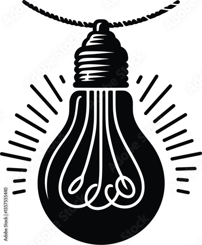  Vintage light bulb with visible filament and screw base on white background