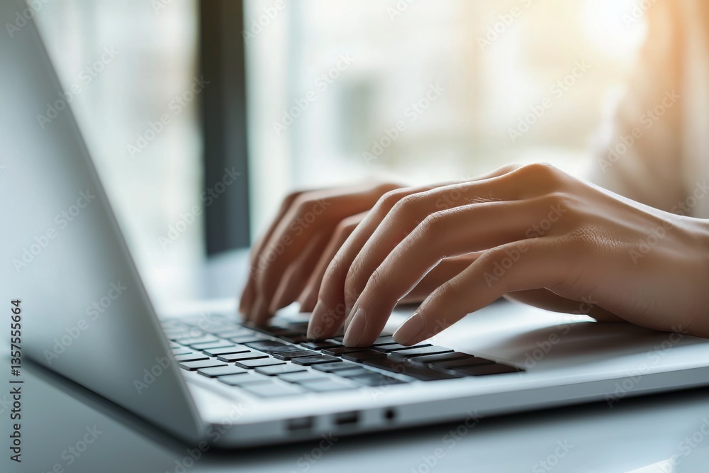 Hands typing on a laptop keyboard, close-up shot, productivity concept. Hands typing on a laptop keyboard, close-up shot, productivity concept.