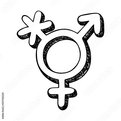 Hand drawn transgender gender identity icon Symbol used to represent sex and gender