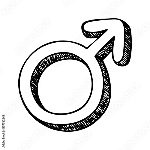 Hand drawn male gender identity icon Symbol used to represent sex and gender