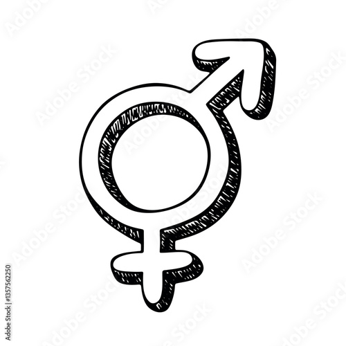 Hand drawn bigender (female and male) gender identity icon Symbol used to represent sex and gender