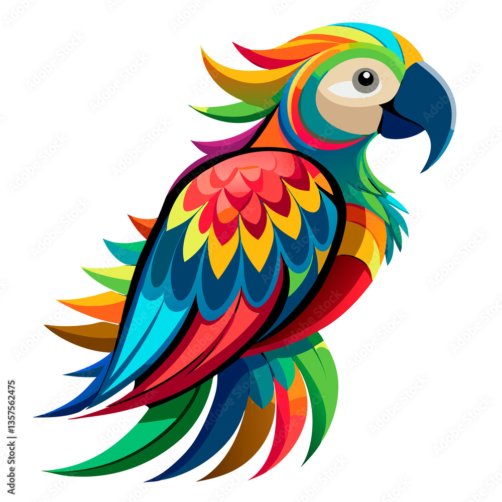 Obraz premium Colorful Parrot with Vibrant Feathers in Pop Art Style.