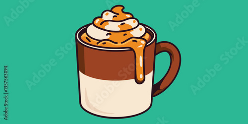 Caramel Latte with Whipped Cream. A Delicious Coffee Drink